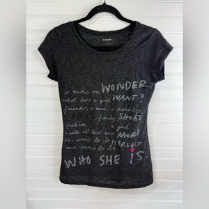 Express women’s Y2K black & pink burnout sequin graphic thin tshirt. Size small.